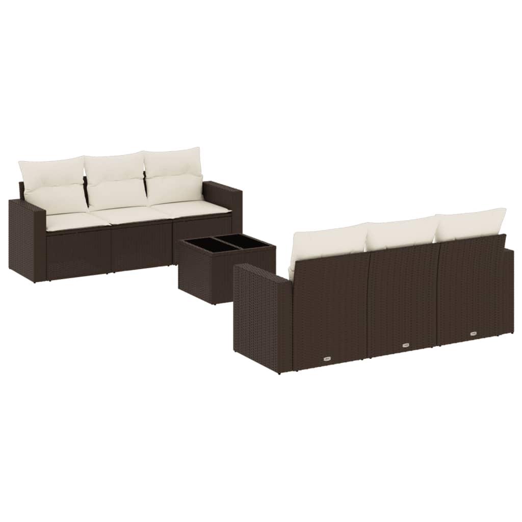 vidaXL Set canapele de grădină cu perne, 7 piese, maro, poliratan