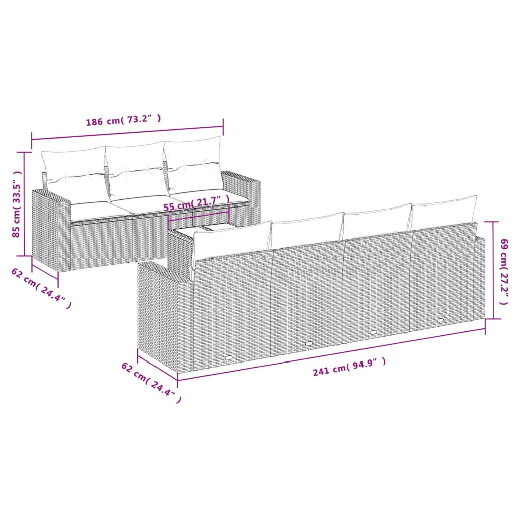 vidaXL Set mobilier de grădină cu perne, 8 piese gri deschis poliratan vidaXL Set mobilier de grădină cu perne, 8 piese gri deschis poliratan