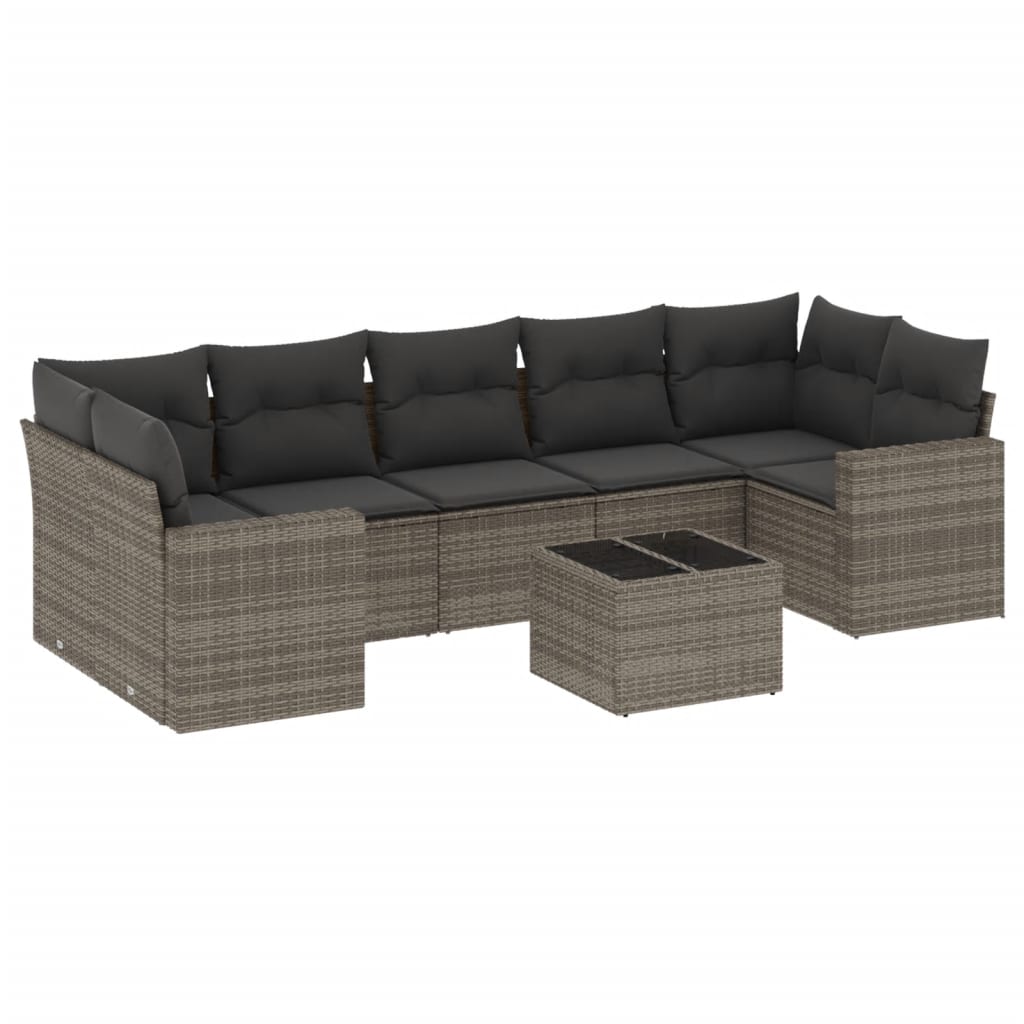 vidaXL Set canapele de grădină cu perne, 8 piese, gri, poliratan