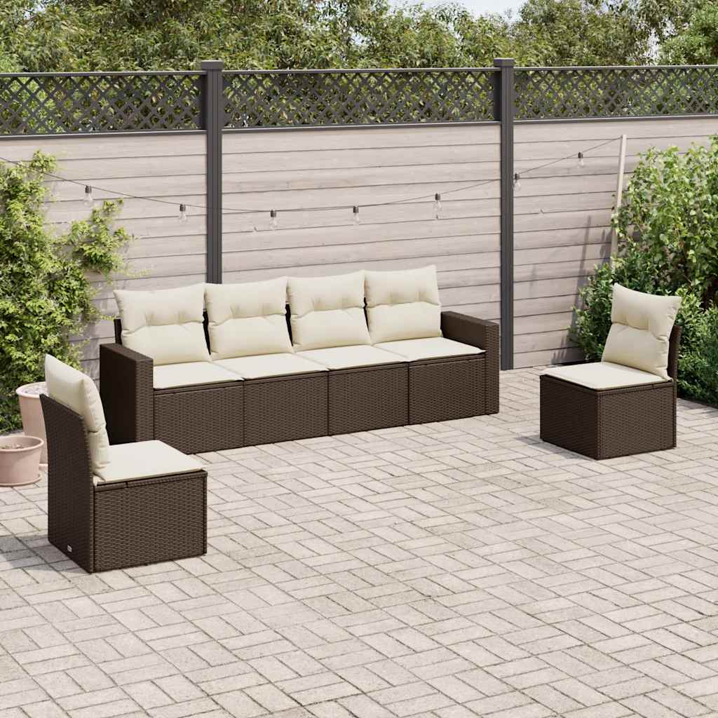 vidaXL Set canapele de grădină cu perne, 6 piese, maro, poliratan vidaXL Set canapele de grădină cu perne, 6 piese, maro, poliratan