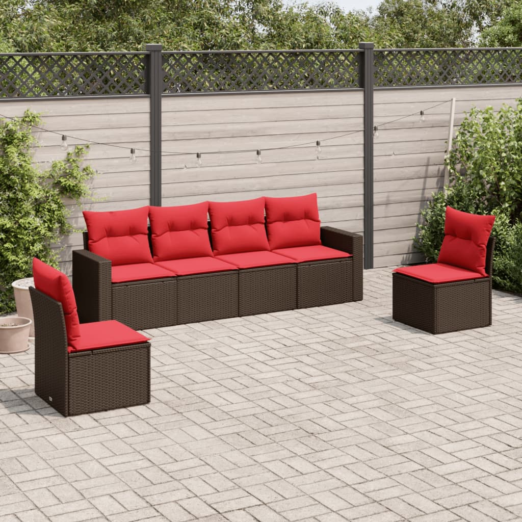 vidaXL Set canapele de grădină cu perne, 6 piese, maro, poliratan vidaXL Set canapele de grădină cu perne, 6 piese, maro, poliratan