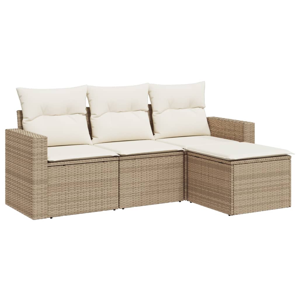 vidaXL Set canapele de grădină, 4 piese, cu perne, bej, poliratan vidaXL Set canapele de grădină, 4 piese, cu perne, bej, poliratan