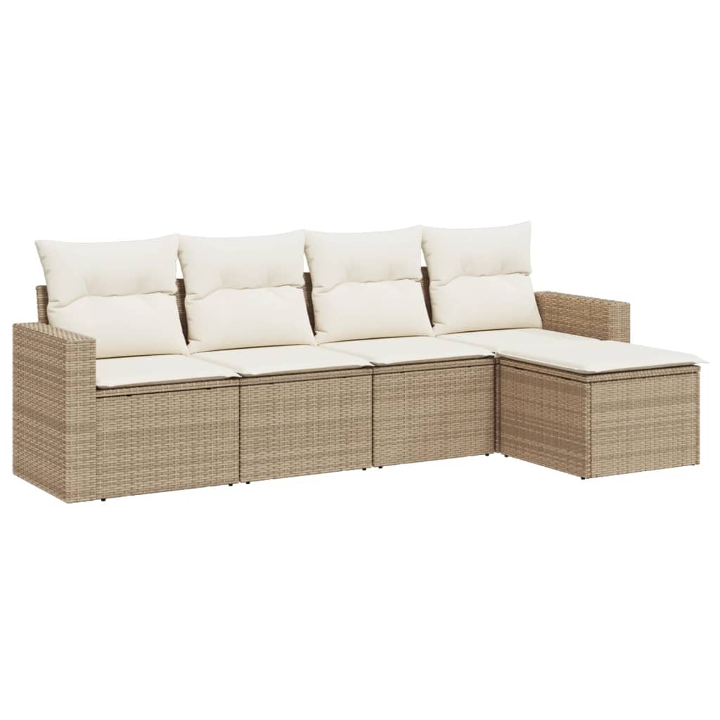 vidaXL Set canapele de grădină cu perne, 5 piese, bej, poliratan