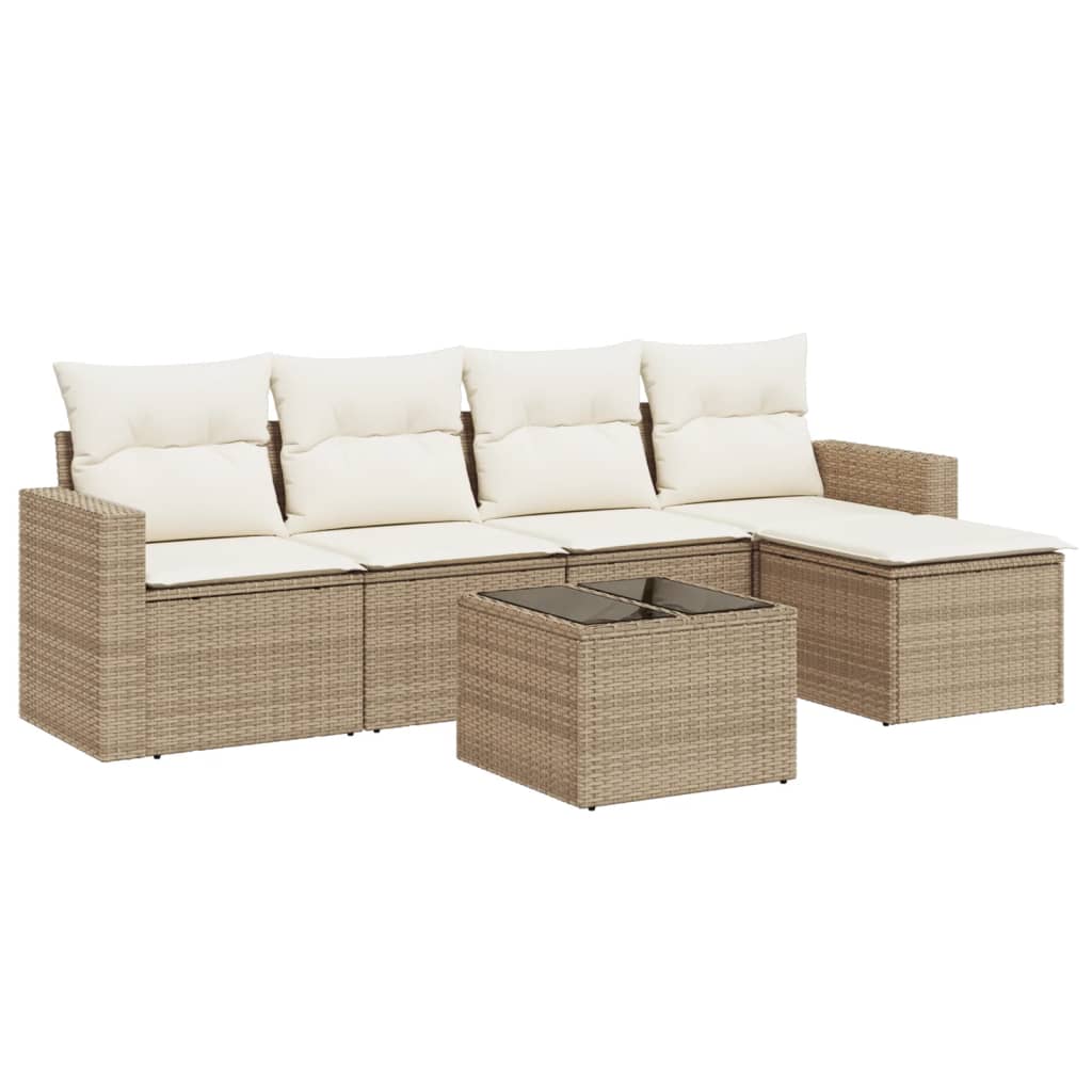 vidaXL Set canapele de grădină cu perne, 6 piese, bej, poliratan