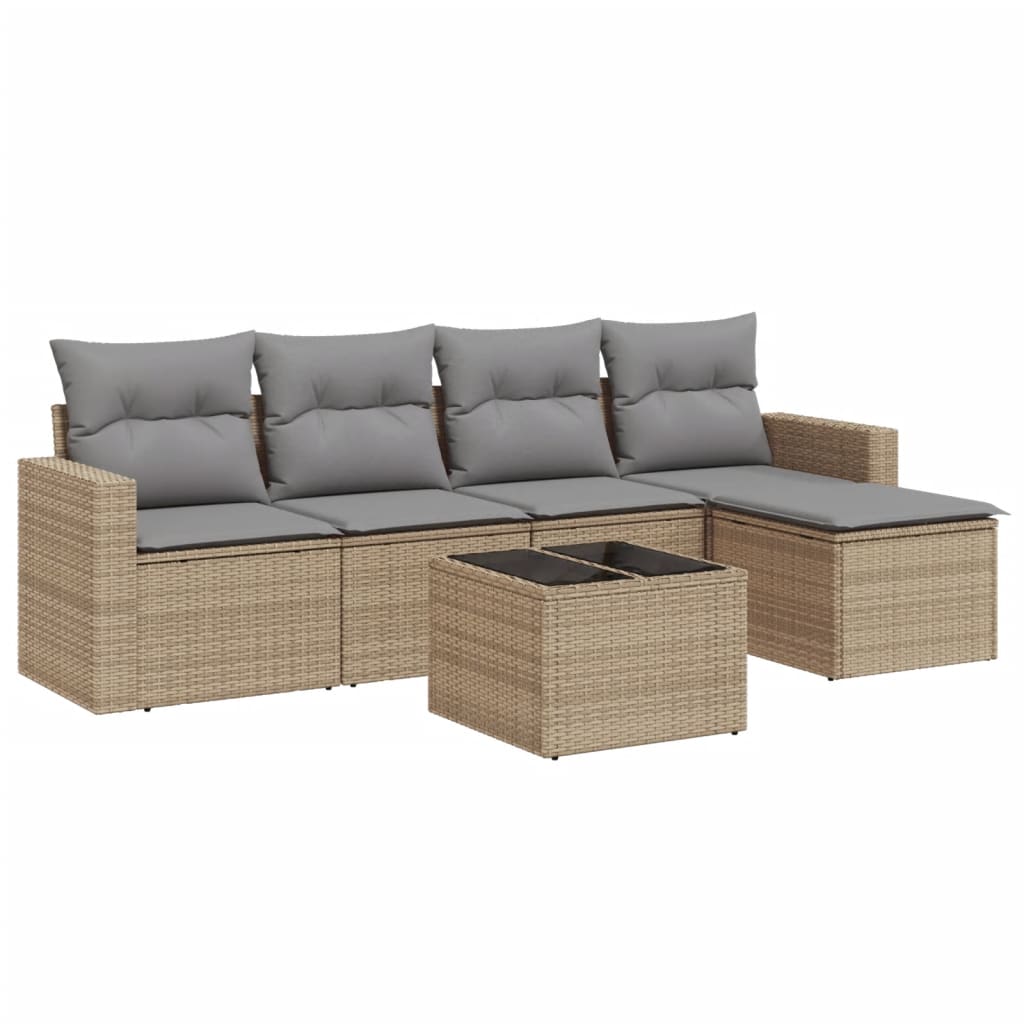 vidaXL Set canapele de grădină cu perne, 6 piese, bej, poliratan vidaXL Set canapele de grădină cu perne, 6 piese, bej, poliratan