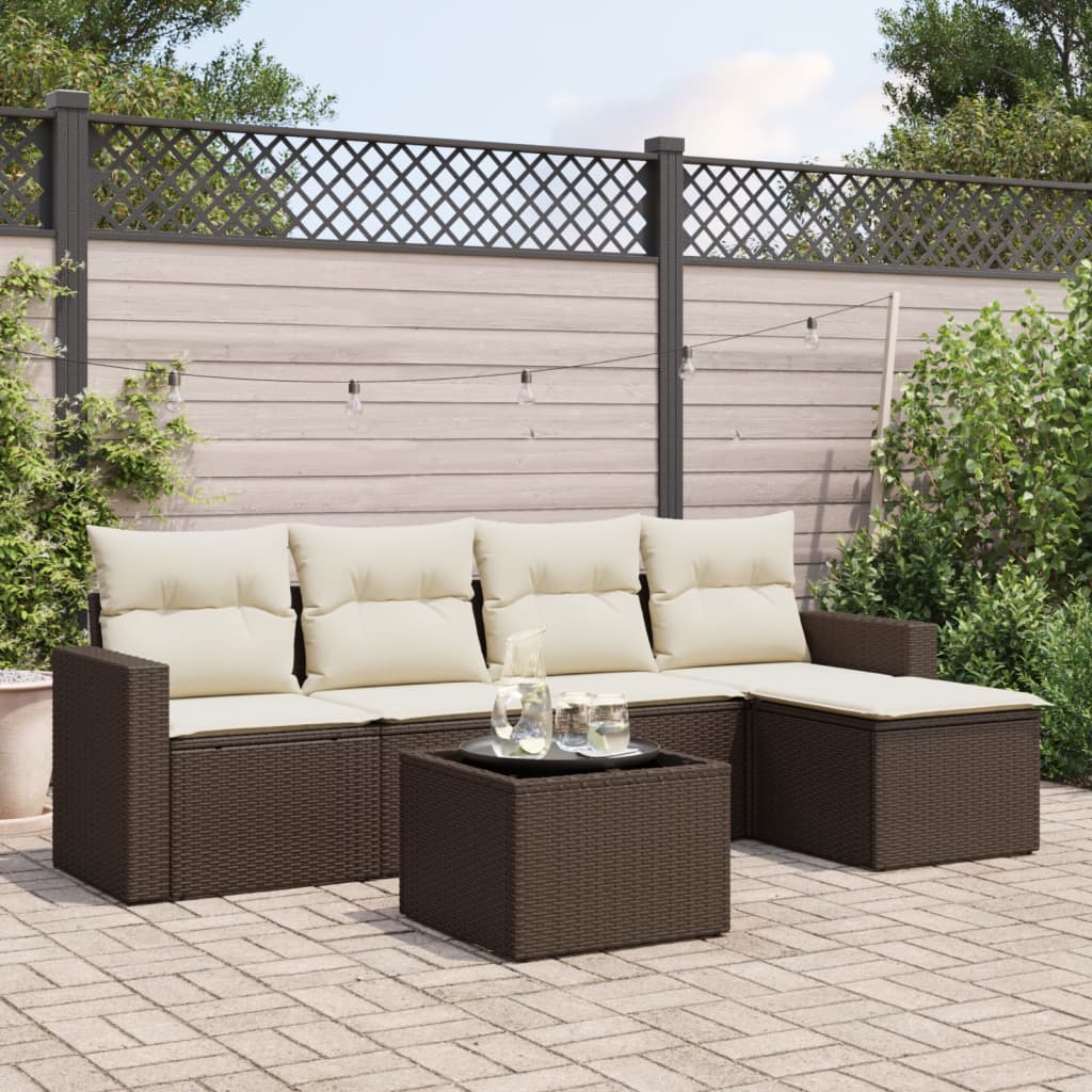 vidaXL Set canapele de grădină cu perne, 6 piese, maro, poliratan vidaXL Set canapele de grădină cu perne, 6 piese, maro, poliratan