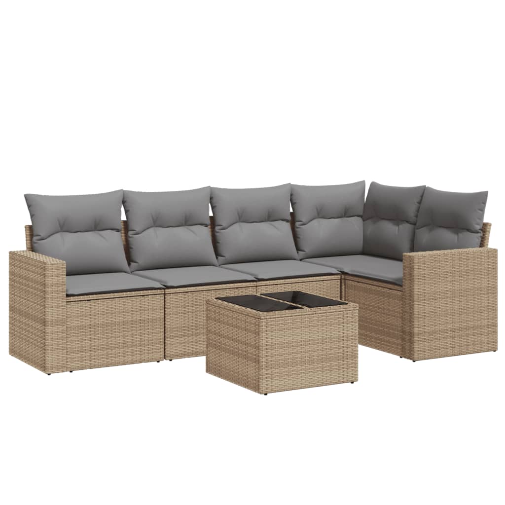 vidaXL Set canapele de grădină cu perne, 6 piese, bej, poliratan vidaXL Set canapele de grădină cu perne, 6 piese, bej, poliratan