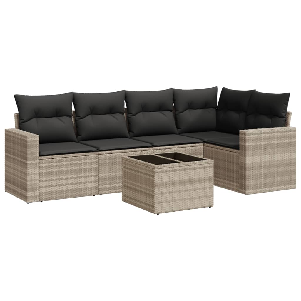 vidaXL Set canapele de grădină cu perne, 6 piese gri deschis poliratan