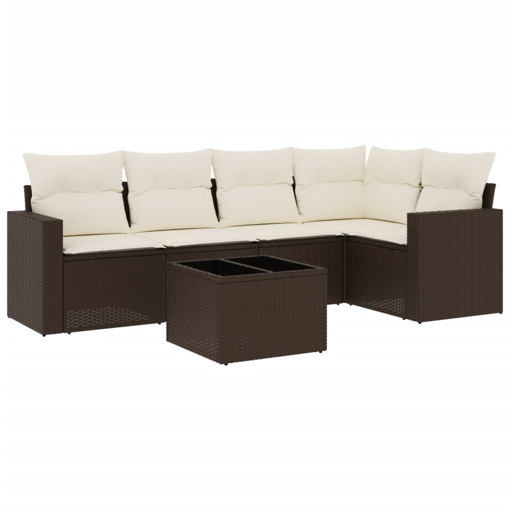 vidaXL Set canapele de grădină cu perne, 6 piese, maro, poliratan vidaXL Set canapele de grădină cu perne, 6 piese, maro, poliratan