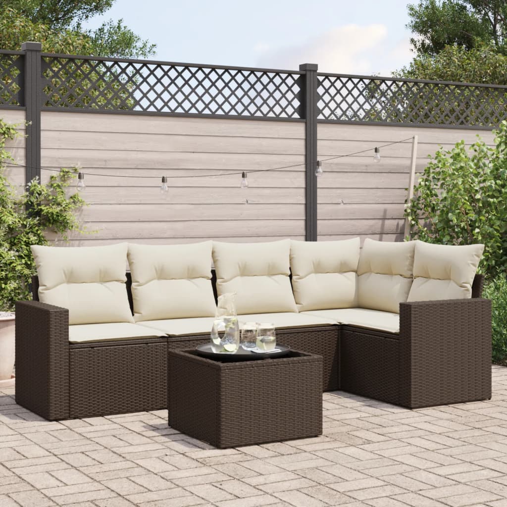 vidaXL Set canapele de grădină cu perne, 6 piese, maro, poliratan vidaXL Set canapele de grădină cu perne, 6 piese, maro, poliratan