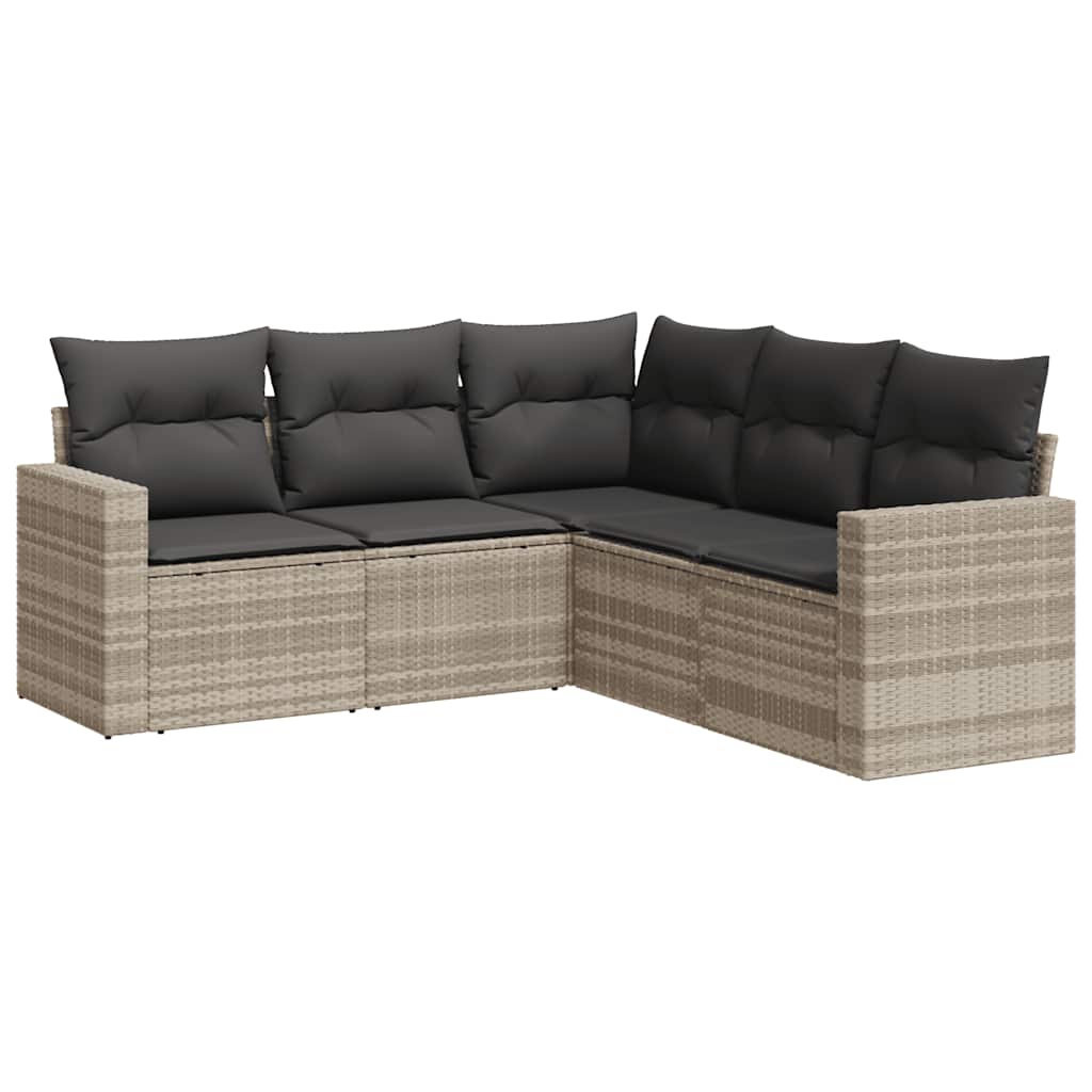 vidaXL Set canapele de grădină cu perne, 5 piese gri deschis poliratan