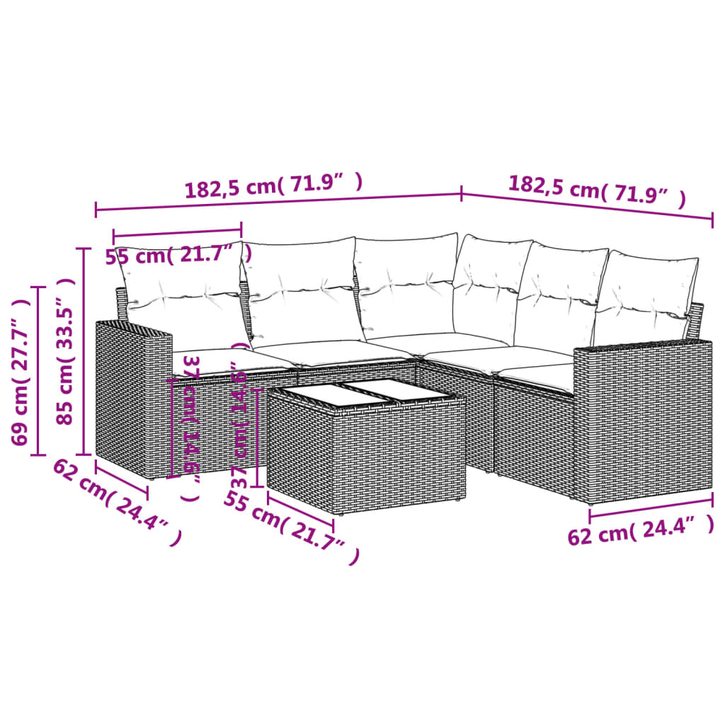 vidaXL Set mobilier de grădină cu perne, 6 piese, negru, poliratan vidaXL Set mobilier de grădină cu perne, 6 piese, negru, poliratan