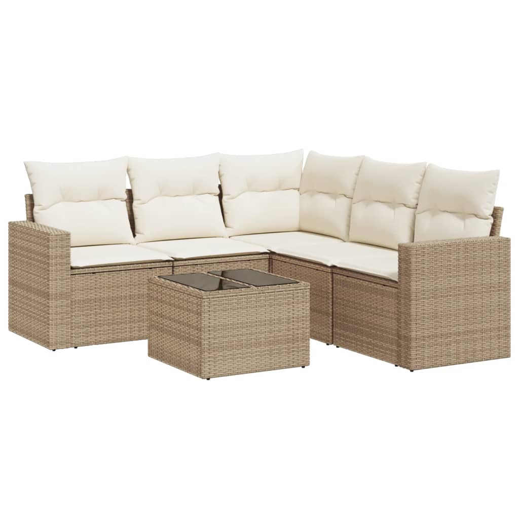 vidaXL Set canapele de grădină cu perne, 6 piese, bej, poliratan vidaXL Set canapele de grădină cu perne, 6 piese, bej, poliratan