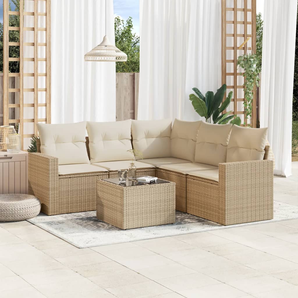 vidaXL Set canapele de grădină cu perne, 6 piese, bej, poliratan vidaXL Set canapele de grădină cu perne, 6 piese, bej, poliratan