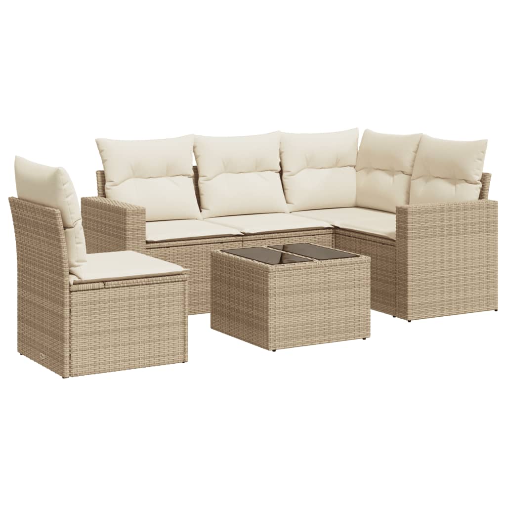vidaXL Set canapele de grădină cu perne, 6 piese, bej, poliratan vidaXL Set canapele de grădină cu perne, 6 piese, bej, poliratan