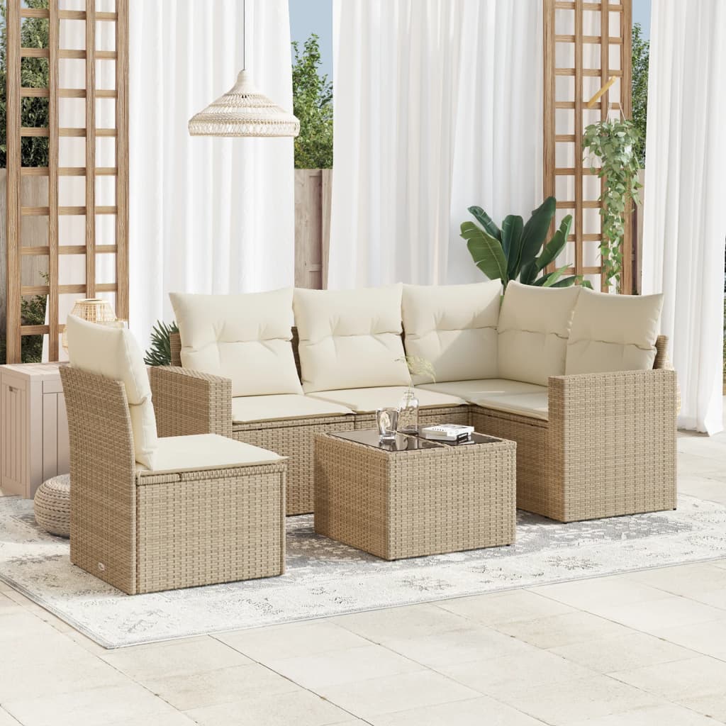 vidaXL Set canapele de grădină cu perne, 6 piese, bej, poliratan vidaXL Set canapele de grădină cu perne, 6 piese, bej, poliratan