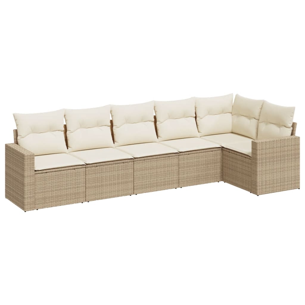 vidaXL Set canapele de grădină cu perne, 6 piese, bej, poliratan vidaXL Set canapele de grădină cu perne, 6 piese, bej, poliratan