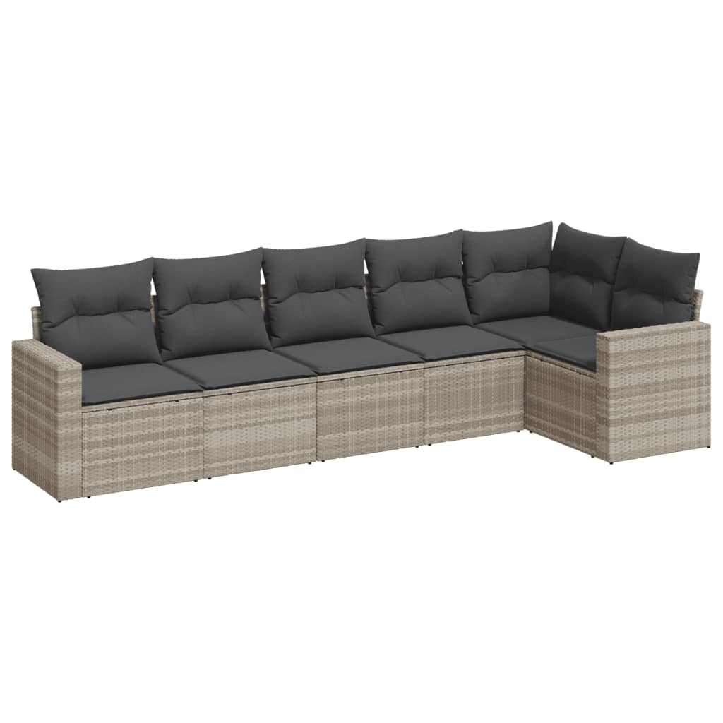 vidaXL Set canapele de grădină cu perne, 6 piese gri deschis poliratan