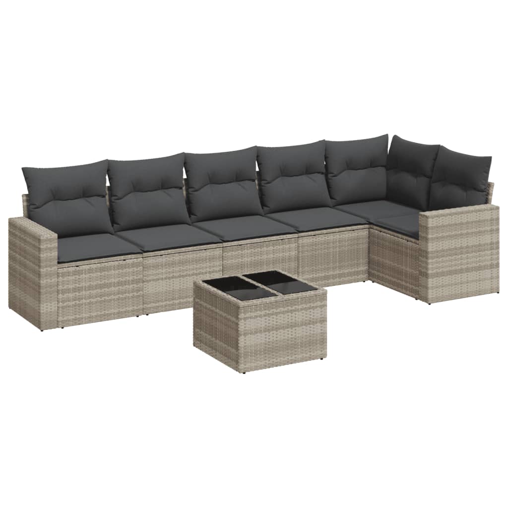 vidaXL Set canapele de grădină cu perne, 7piese gri deschis poliratan