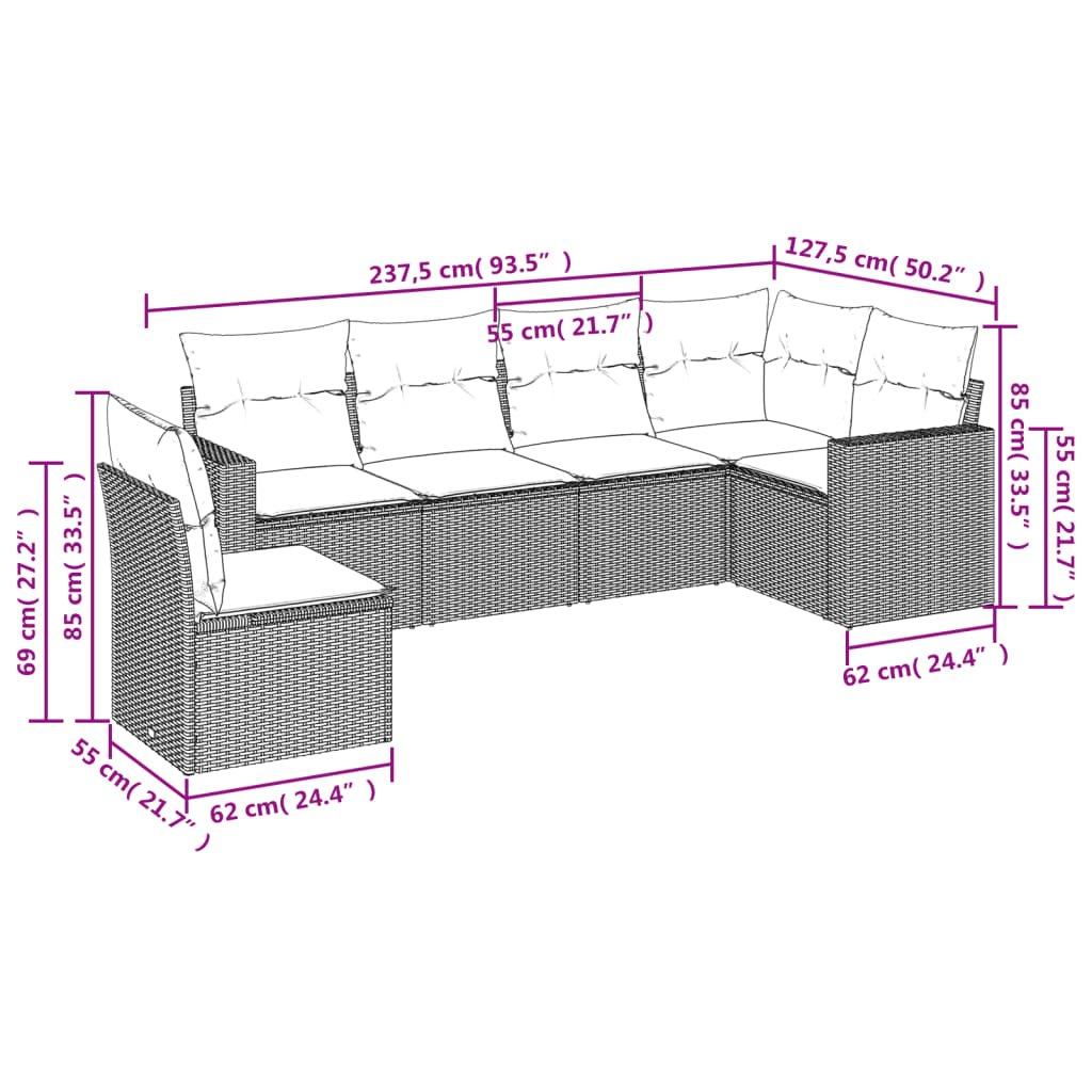vidaXL Set canapele de grădină cu perne, 6 piese, bej, poliratan vidaXL Set canapele de grădină cu perne, 6 piese, bej, poliratan