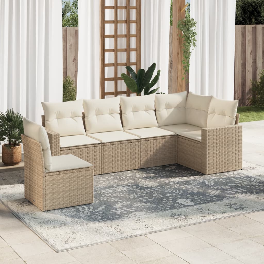 vidaXL Set canapele de grădină cu perne, 6 piese, bej, poliratan vidaXL Set canapele de grădină cu perne, 6 piese, bej, poliratan