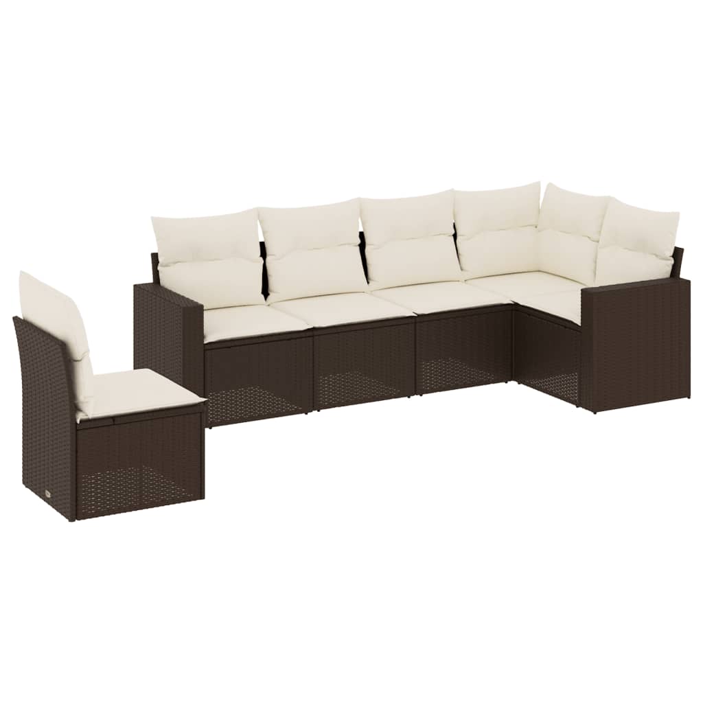 vidaXL Set canapele de grădină cu perne, 6 piese, maro, poliratan vidaXL Set canapele de grădină cu perne, 6 piese, maro, poliratan