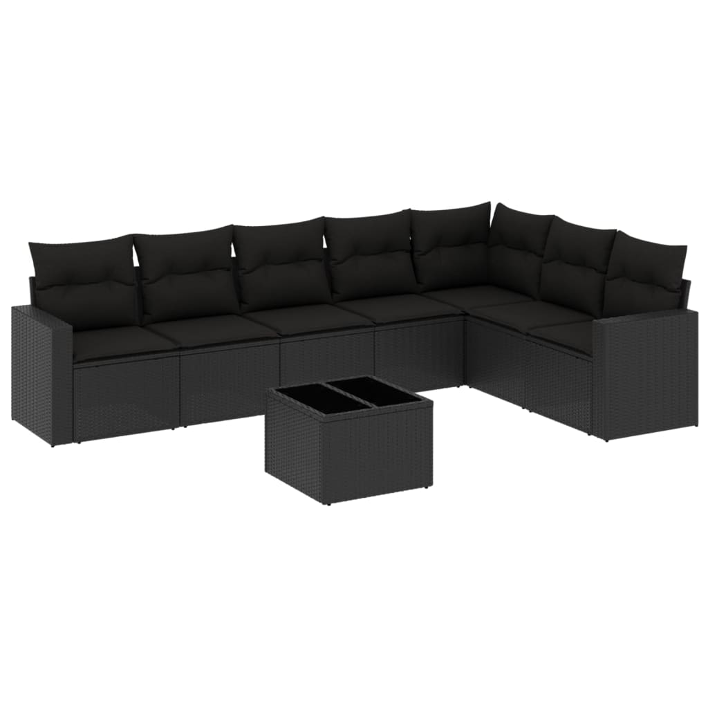 vidaXL Set mobilier de grădină cu perne, 8 piese, negru, poliratan vidaXL Set mobilier de grădină cu perne, 8 piese, negru, poliratan