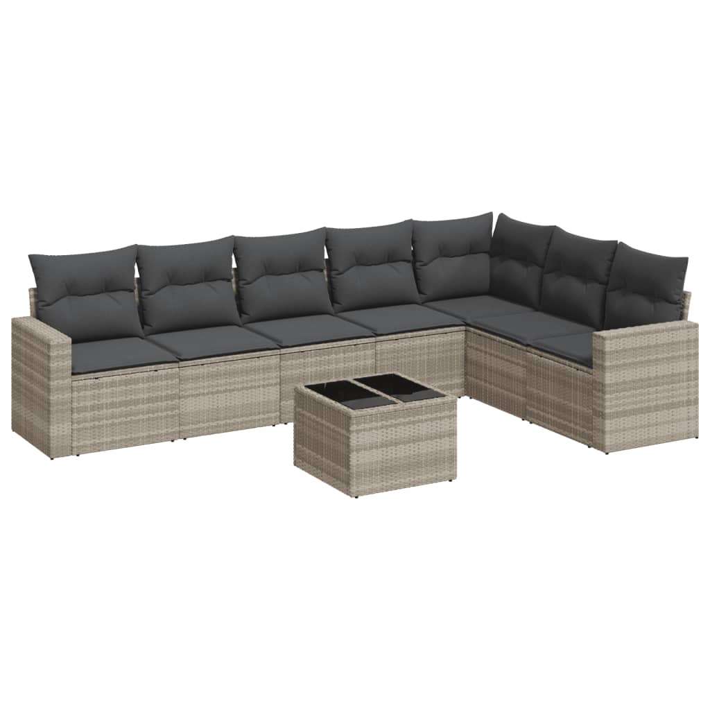 vidaXL Set mobilier de grădină cu perne, 8 piese gri deschis poliratan vidaXL Set mobilier de grădină cu perne, 8 piese gri deschis poliratan