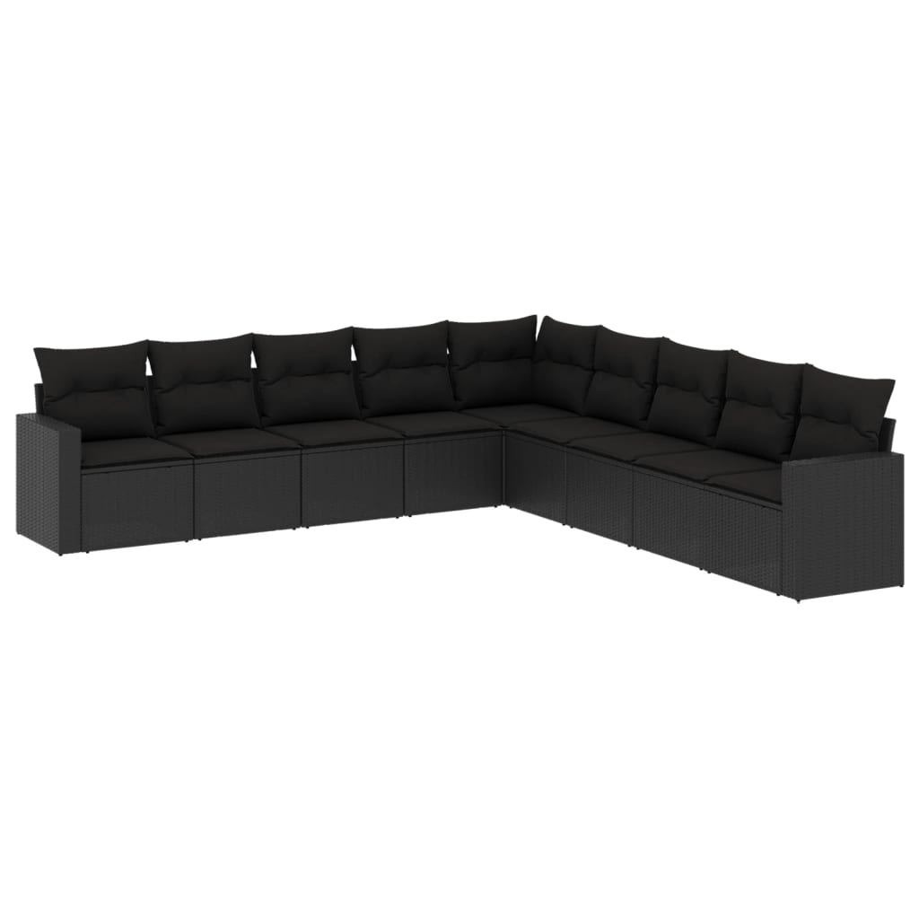vidaXL Set mobilier de grădină cu perne, 9 piese, negru, poliratan vidaXL Set mobilier de grădină cu perne, 9 piese, negru, poliratan