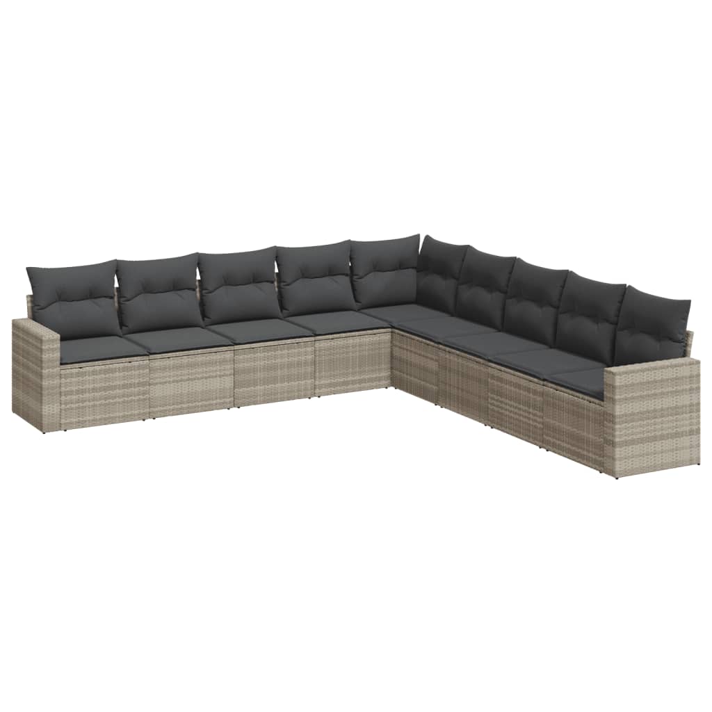 vidaXL Set canapele de grădină cu perne, 9 piese gri deschis poliratan vidaXL Set canapele de grădină cu perne, 9 piese gri deschis poliratan