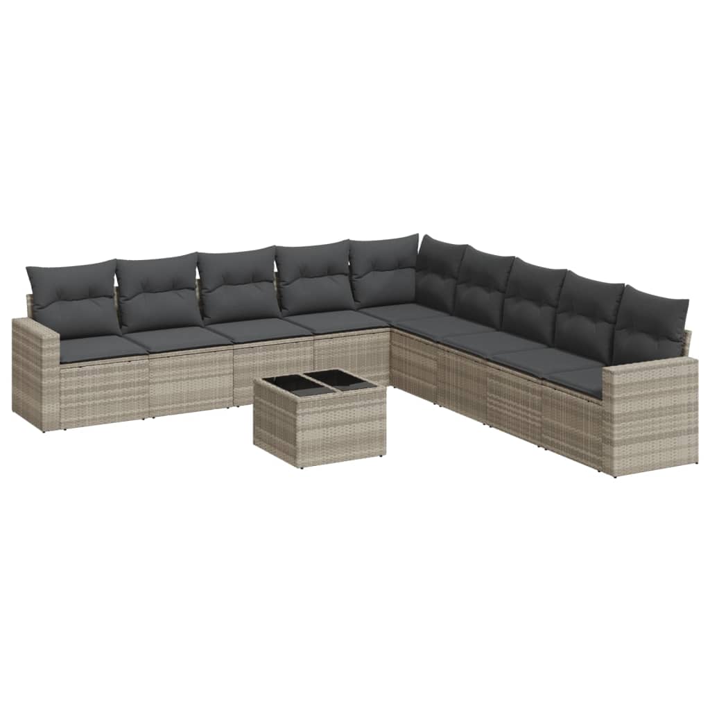 vidaXL Set canapele de grădină cu perne 10 piese gri deschis poliratan vidaXL Set canapele de grădină cu perne 10 piese gri deschis poliratan
