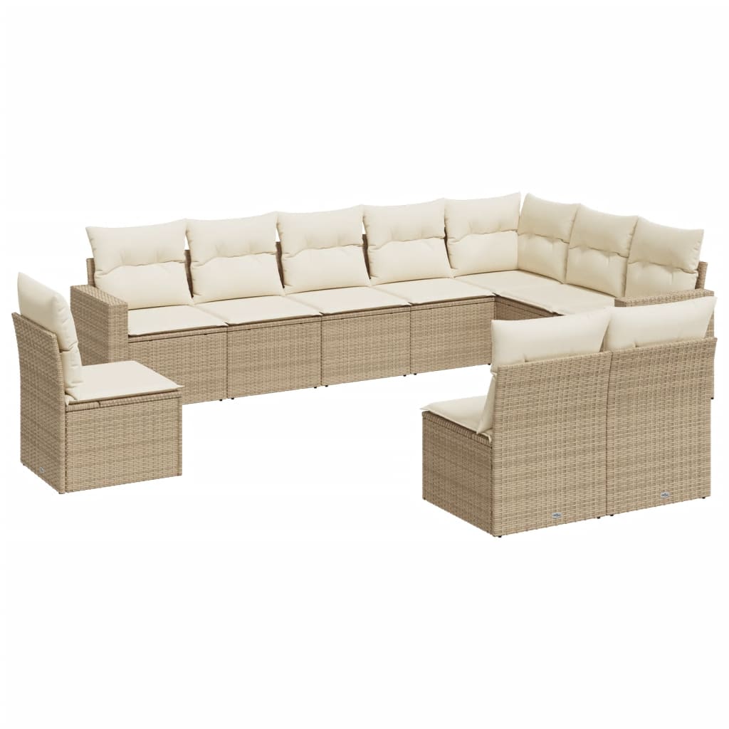 vidaXL Set canapele de grădină cu perne, 10 piese, bej, poliratan vidaXL Set canapele de grădină cu perne, 10 piese, bej, poliratan