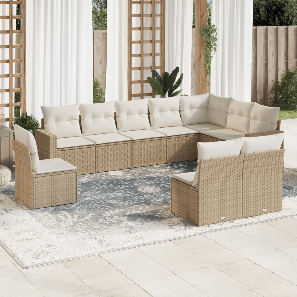 vidaXL Set canapele de grădină cu perne, 10 piese, bej, poliratan vidaXL Set canapele de grădină cu perne, 10 piese, bej, poliratan