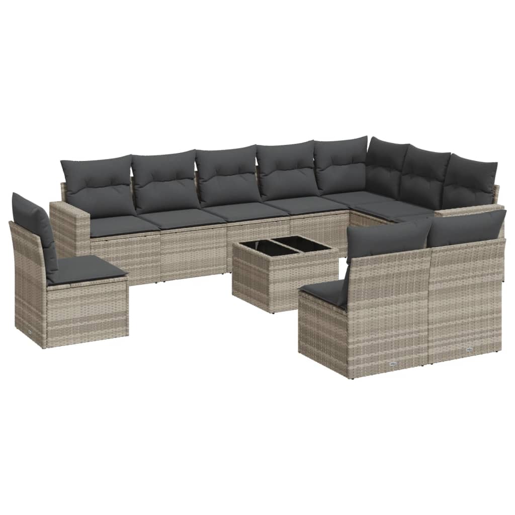 vidaXL Set canapele de grădină cu perne, 11 piese, gri, poliratan vidaXL Set canapele de grădină cu perne, 11 piese, gri, poliratan