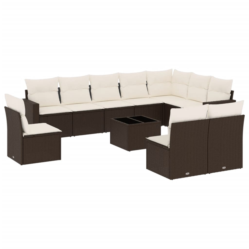 vidaXL Set canapele de grădină cu perne, 11 piese, maro, poliratan vidaXL Set canapele de grădină cu perne, 11 piese, maro, poliratan