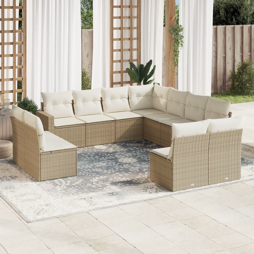 vidaXL Set canapele de grădină cu perne, 11 piese, bej, poliratan vidaXL Set canapele de grădină cu perne, 11 piese, bej, poliratan