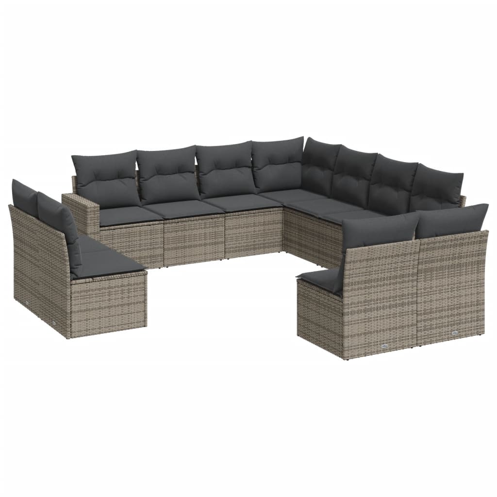 vidaXL Set canapele de grădină cu perne, 11 piese, gri, poliratan vidaXL Set canapele de grădină cu perne, 11 piese, gri, poliratan