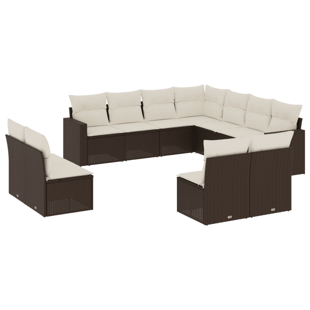 vidaXL Set canapele de grădină cu perne, 11 piese, maro, poliratan vidaXL Set canapele de grădină cu perne, 11 piese, maro, poliratan