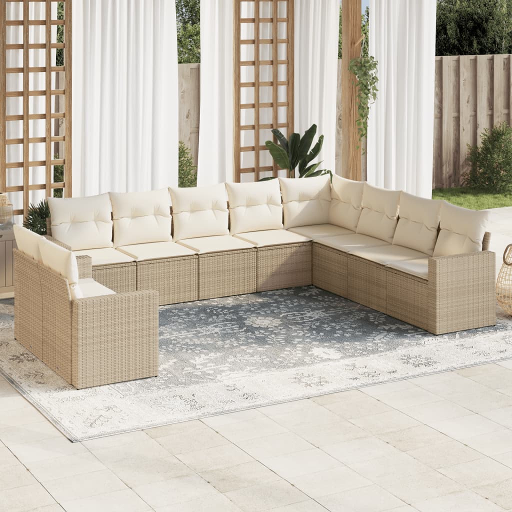 vidaXL Set canapele de grădină cu perne, 10 piese, bej, poliratan vidaXL Set canapele de grădină cu perne, 10 piese, bej, poliratan