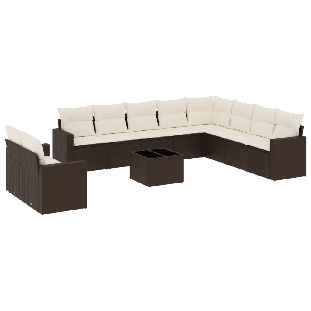 vidaXL Set canapele de grădină cu perne, 11 piese, maro, poliratan vidaXL Set canapele de grădină cu perne, 11 piese, maro, poliratan