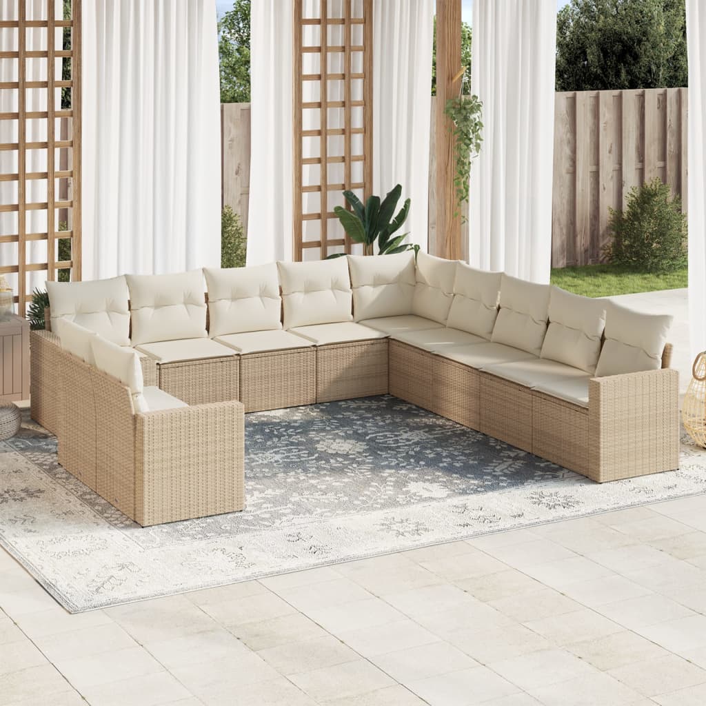 vidaXL Set canapele de grădină cu perne, 11 piese, bej, poliratan vidaXL Set canapele de grădină cu perne, 11 piese, bej, poliratan