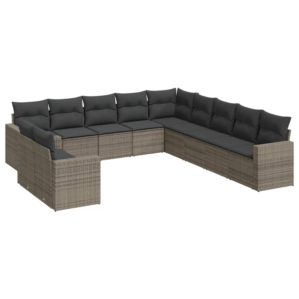 vidaXL Set canapele de grădină cu perne, 11 piese, gri, poliratan vidaXL Set canapele de grădină cu perne, 11 piese, gri, poliratan