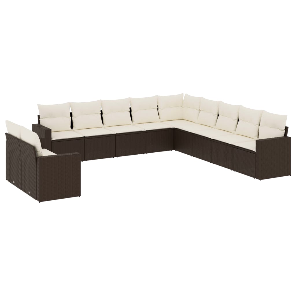 vidaXL Set canapele de grădină cu perne, 11 piese, maro, poliratan vidaXL Set canapele de grădină cu perne, 11 piese, maro, poliratan
