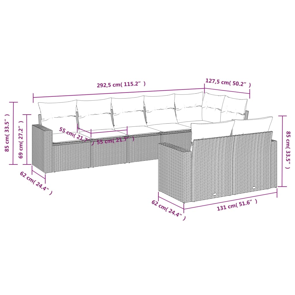 vidaXL Set mobilier de grădină cu perne, 8 piese gri deschis poliratan vidaXL Set mobilier de grădină cu perne, 8 piese gri deschis poliratan