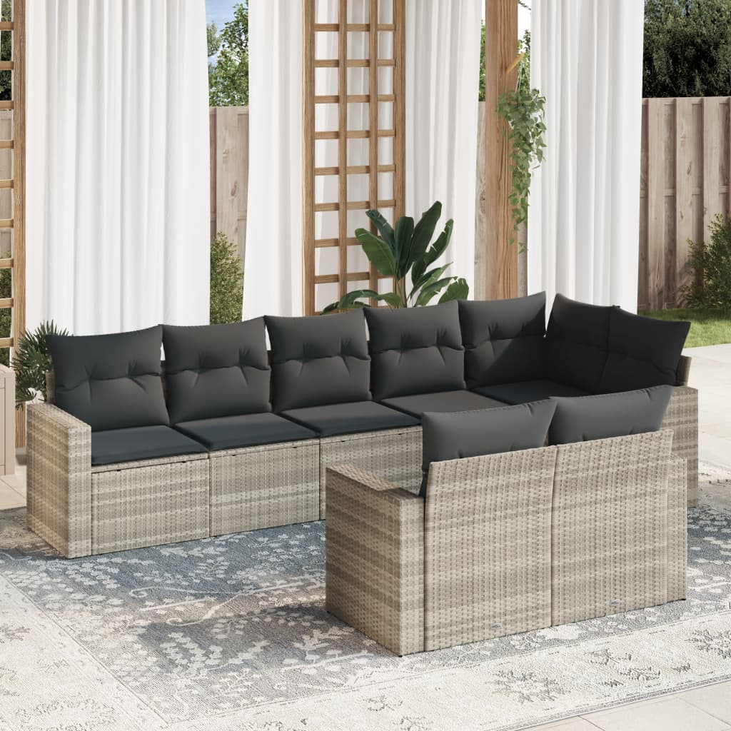vidaXL Set mobilier de grădină cu perne, 8 piese gri deschis poliratan vidaXL Set mobilier de grădină cu perne, 8 piese gri deschis poliratan