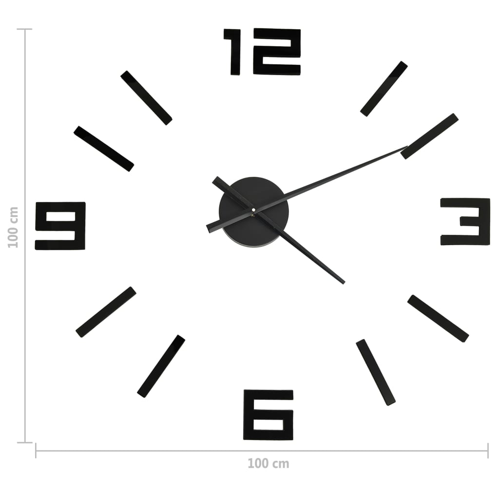 vidaXL Ceas de perete 3D cu design modern, negru, 100 cm, XXL vidaXL Ceas de perete 3D cu design modern, negru, 100 cm, XXL