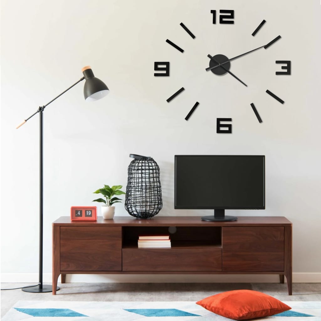 vidaXL Ceas de perete 3D cu design modern, negru, 100 cm, XXL vidaXL Ceas de perete 3D cu design modern, negru, 100 cm, XXL