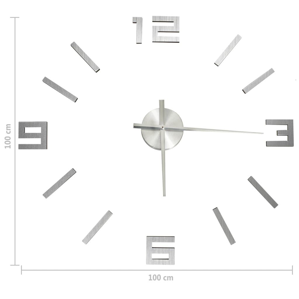 vidaXL Ceas de perete 3D, argintiu, 100 cm, XXL, design modern vidaXL Ceas de perete 3D, argintiu, 100 cm, XXL, design modern