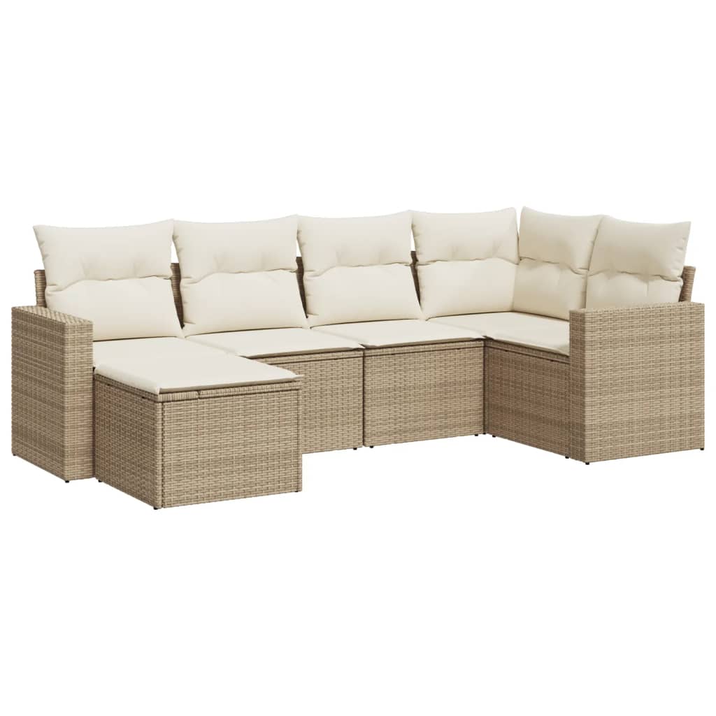 vidaXL Set canapele de grădină cu perne, 6 piese, bej, poliratan vidaXL Set canapele de grădină cu perne, 6 piese, bej, poliratan
