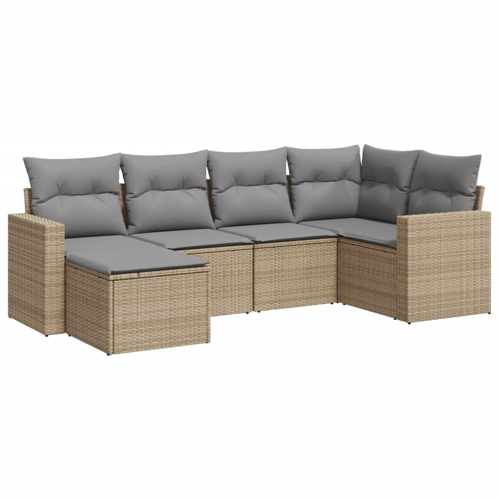 vidaXL Set canapele de grădină cu perne, 6 piese, bej, poliratan vidaXL Set canapele de grădină cu perne, 6 piese, bej, poliratan